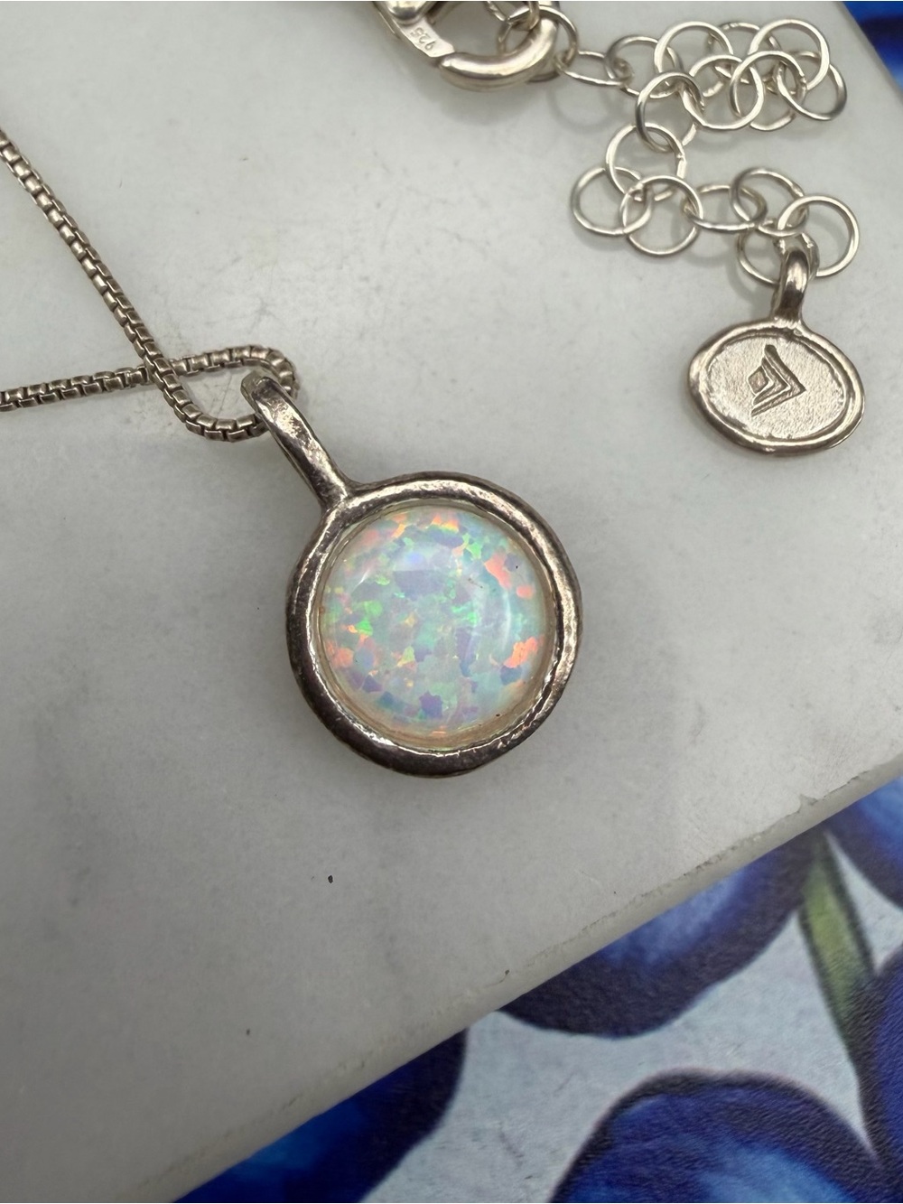 925 Sterling Silver Opal pendant necklace #S71 Silpada and extender - Picture 2 of 12